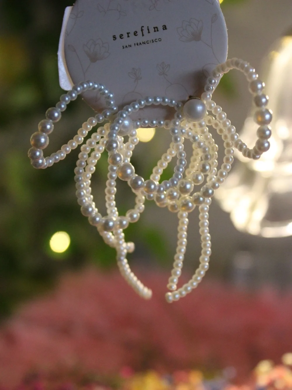 Anthropologie Pearl Bow Hair Clips in White